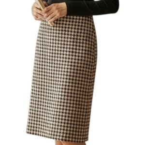 INC International Concepts Houndstooth Pencil Skirt Silk Size Medium Academia